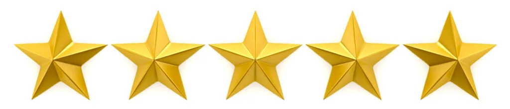 Five gold stars in a row